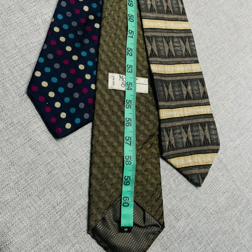 Lot of 3‎ Mens Silk Ties Bugatti Henry Grethel Mondo Seta Geometric Polka Dot